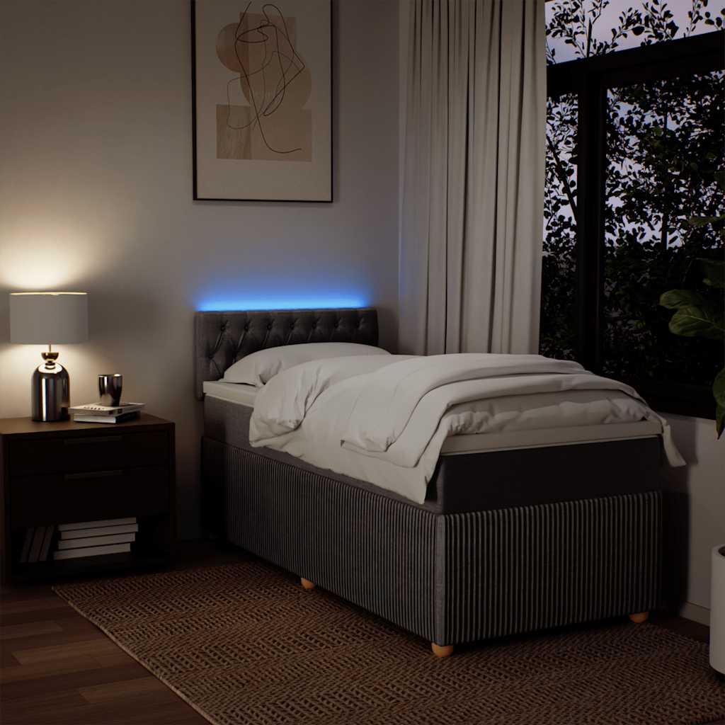 Lit sommier tapissier avec matelas tissu taupe 90x190 cm