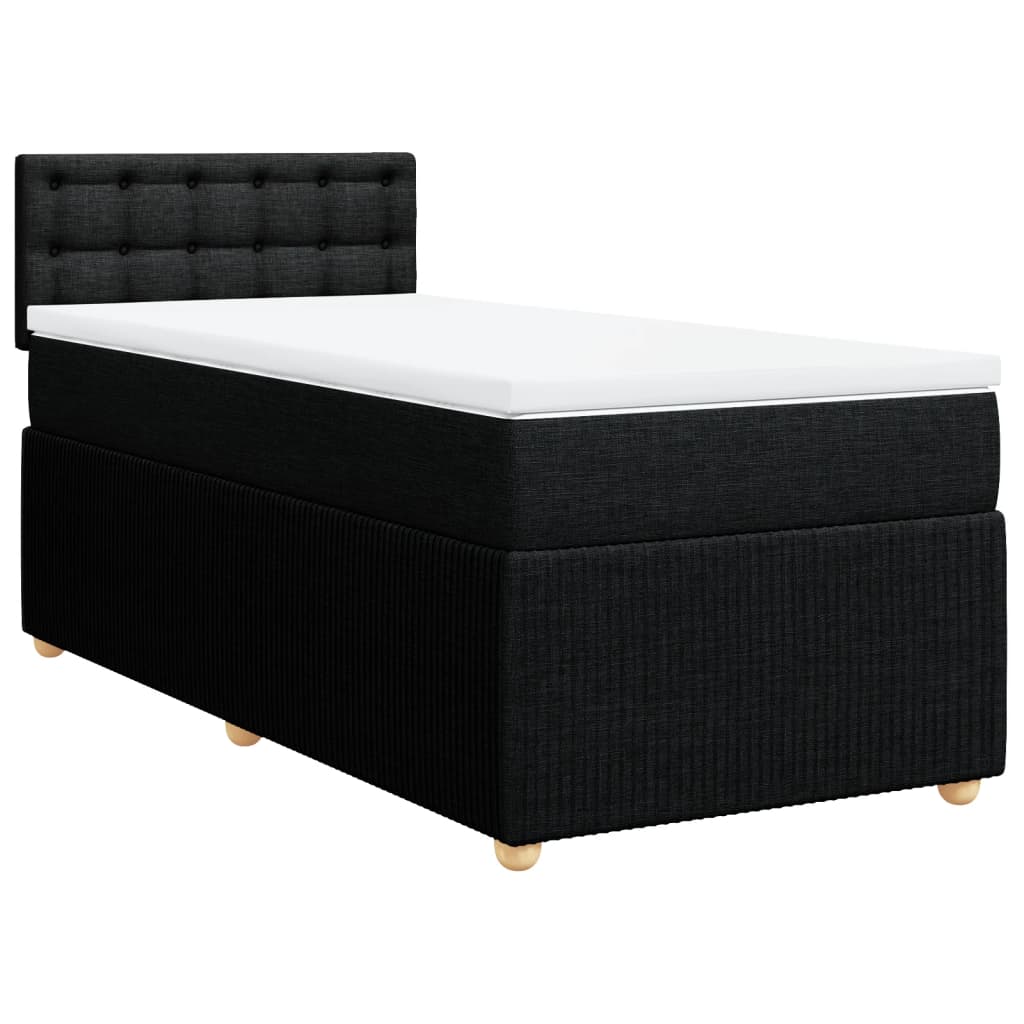 Lit sommier tapissier avec matelas tissu noir 90x190 cm