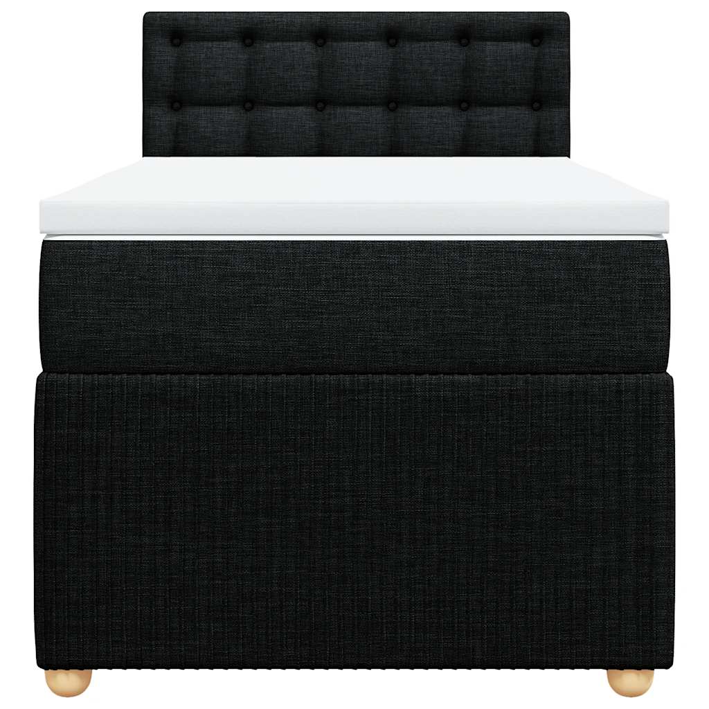 Lit sommier tapissier avec matelas tissu noir 90x190 cm
