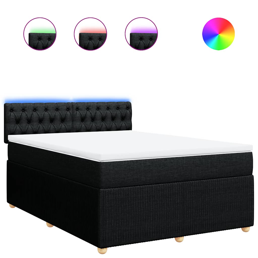 Boxspringbett mit Matratze Schwarz 140x190 cm Stoff