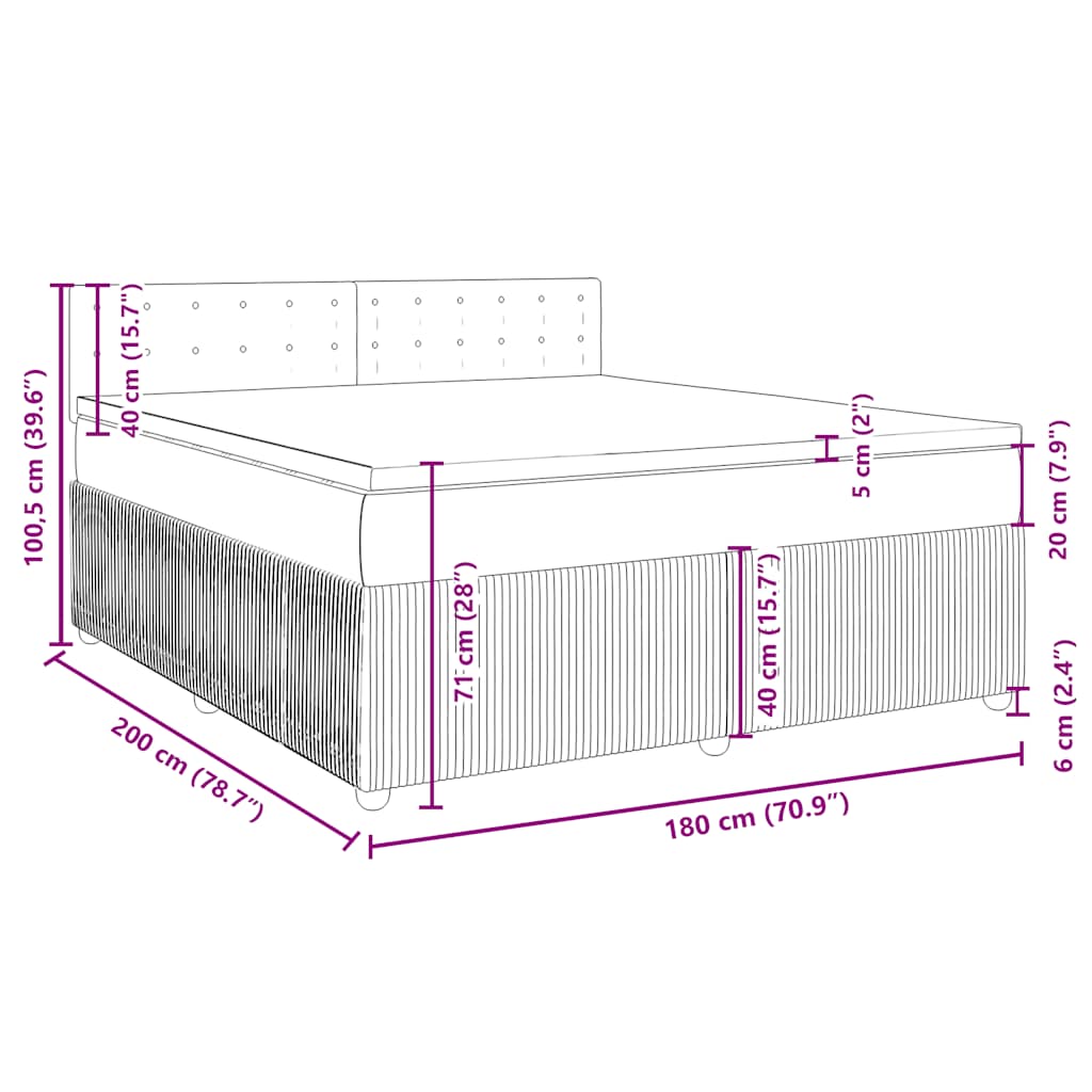 Boxspringbett mit Matratze Schwarz 180x200 cm Stoff
