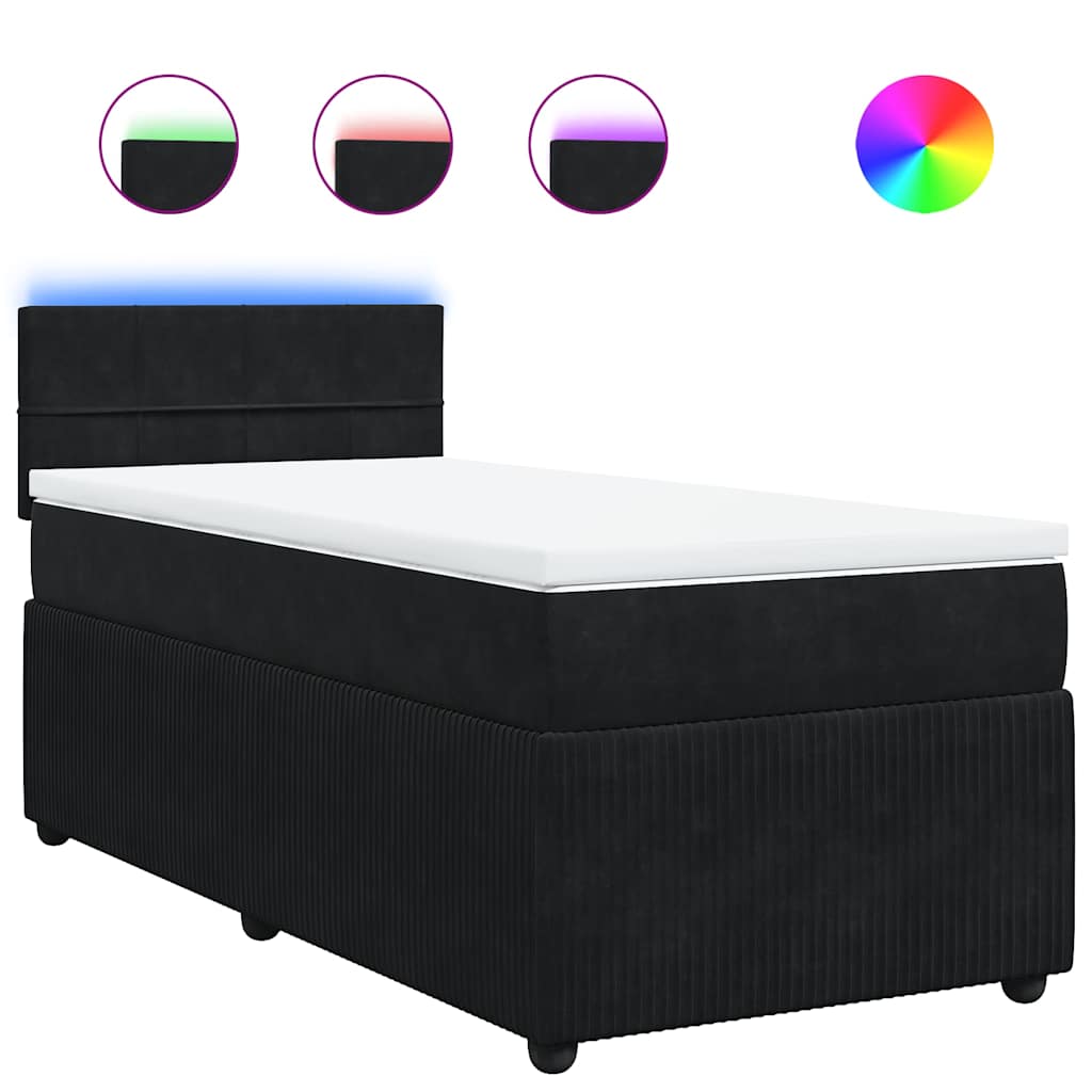 Sommier tapissier avec matelas noir 80x200 cm velours