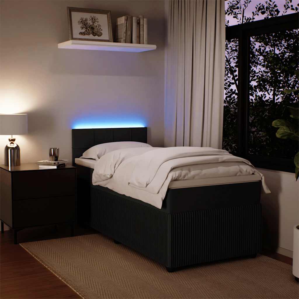 Sommier tapissier avec matelas noir 80x200 cm velours