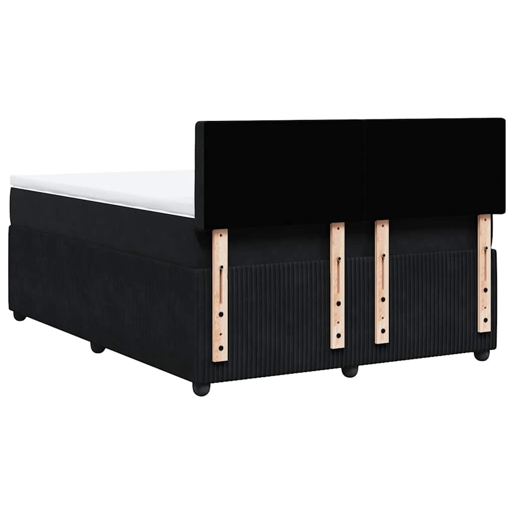 Sommier tapissier avec matelas noir 160x200 cm velours