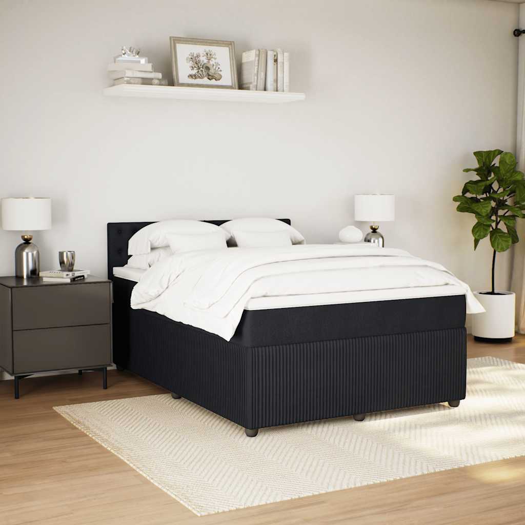 Sommier tapissier avec matelas noir 160x200 cm velours