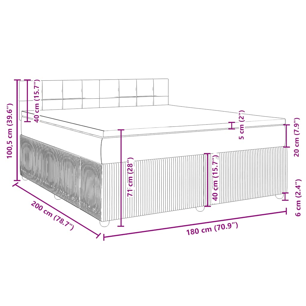 Boxspringbett mit Matratze Rosa 180x200 cm Samt