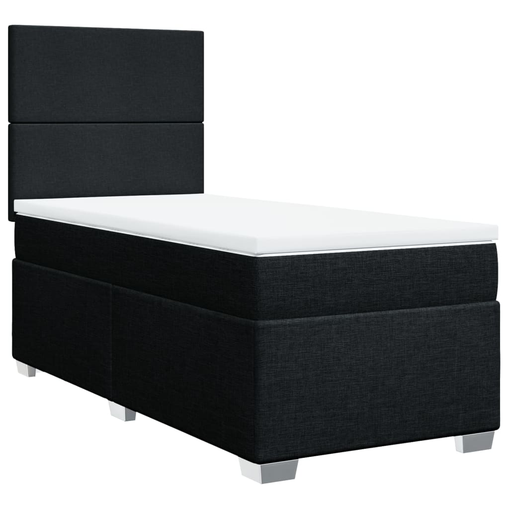 Box spring bed with mattress black 80x200 cm fabric