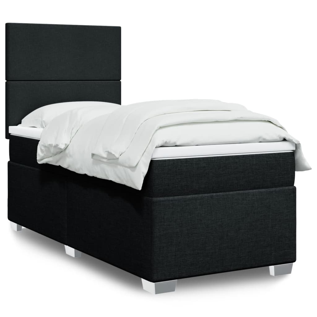 Box spring bed with mattress black 80x200 cm fabric