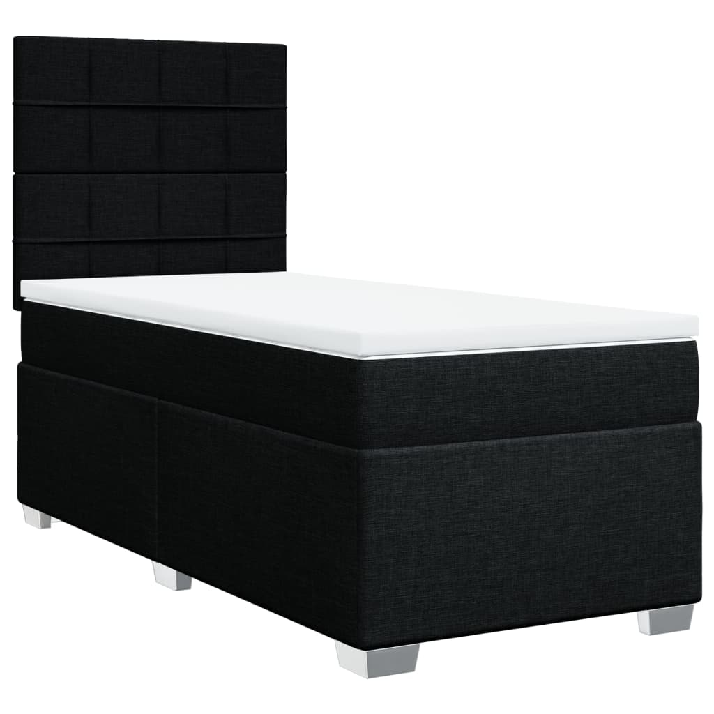 Box spring bed with mattress black 80x200 cm fabric