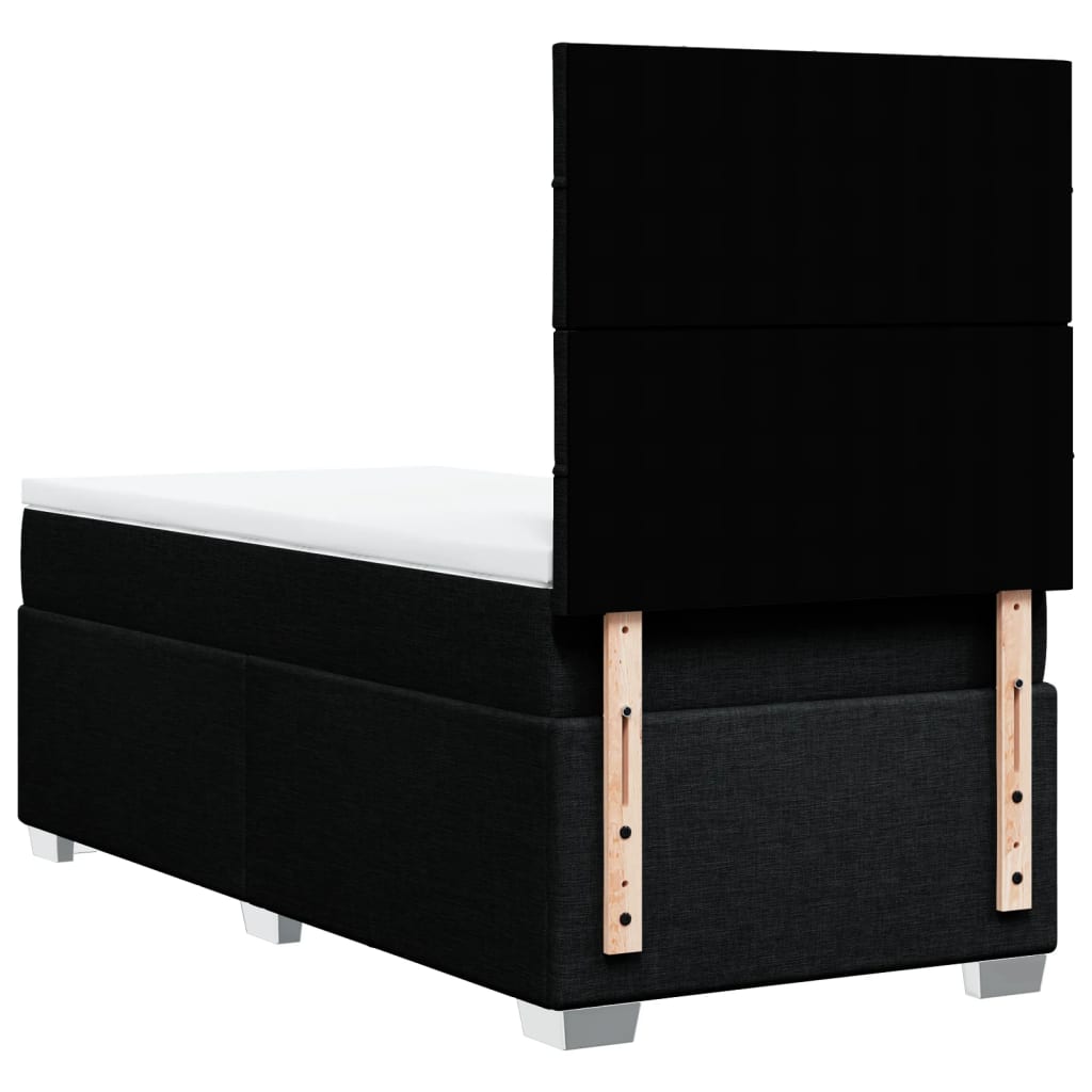 Box spring bed with mattress black 80x200 cm fabric