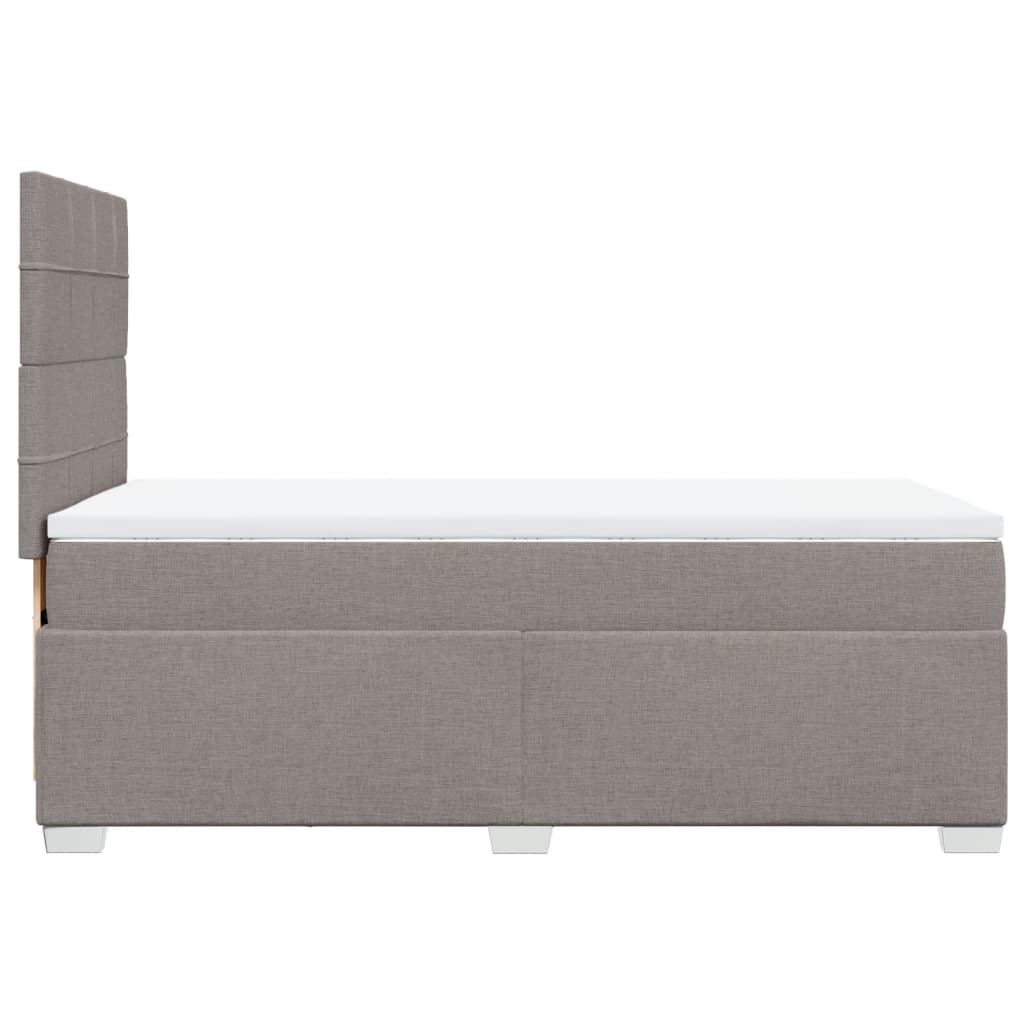 Lit sommier tapissier avec matelas tissu taupe 80x200 cm