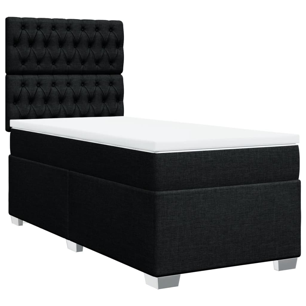 Box spring bed with mattress black 80x200 cm fabric