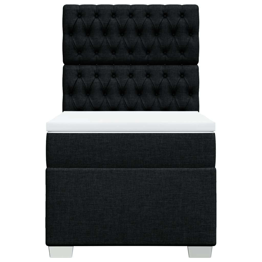 Box spring bed with mattress black 80x200 cm fabric