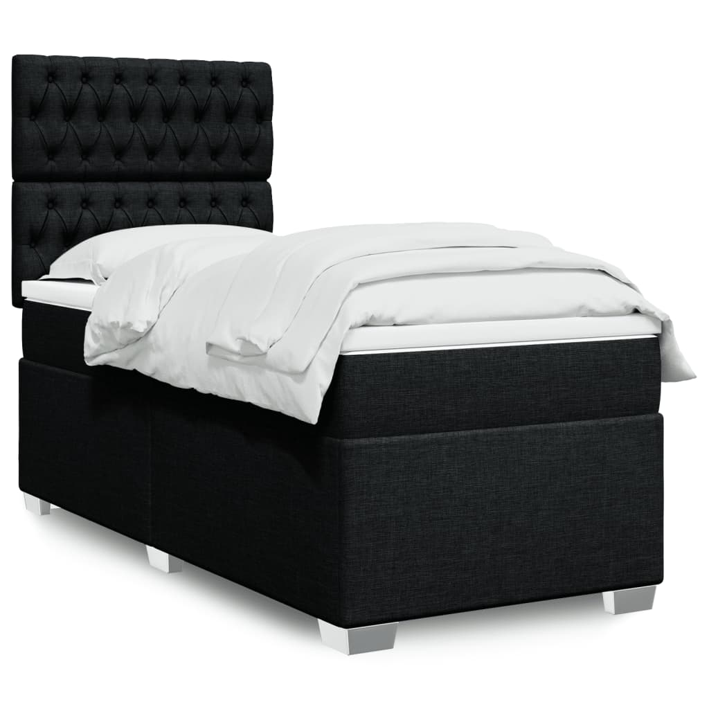 Box spring bed with mattress black 80x200 cm fabric