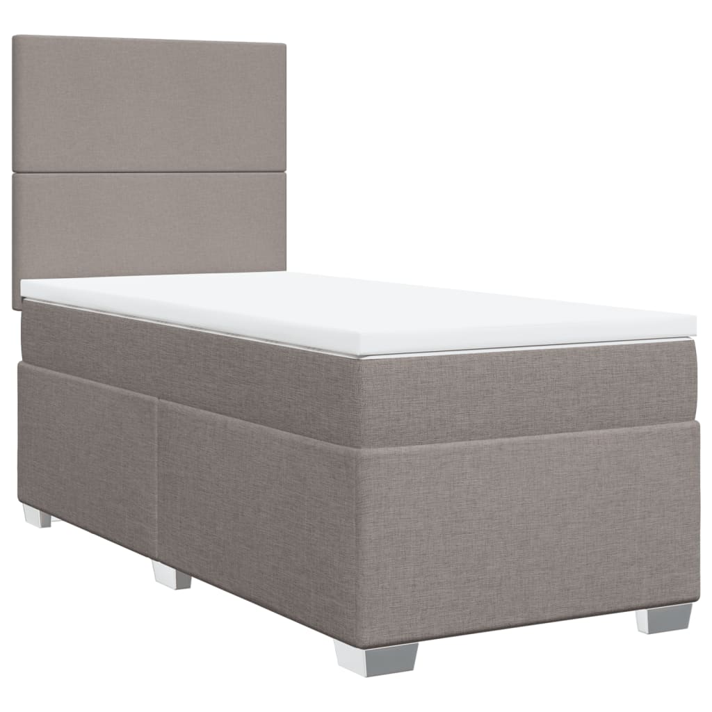 Box spring bed with mattress taupe 90x190 cm fabric