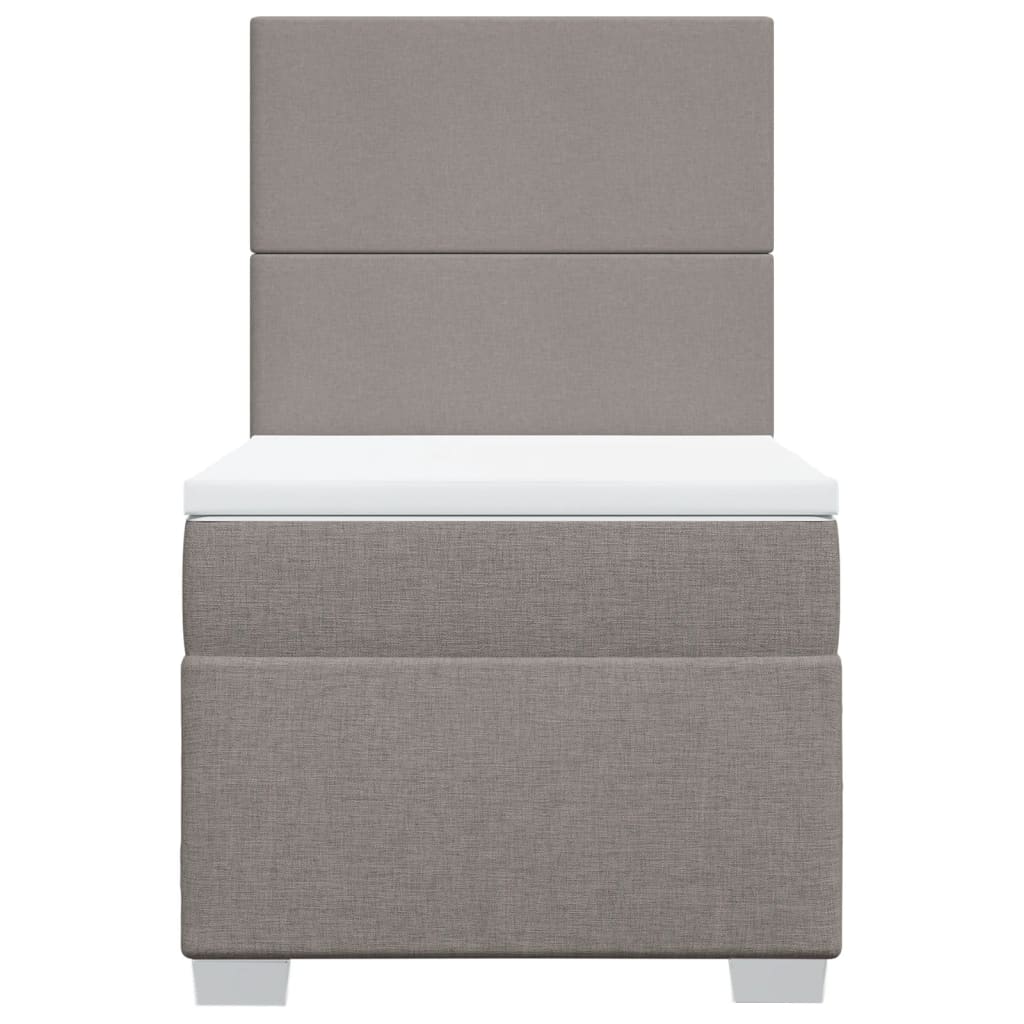 Lit sommier tapissier avec matelas tissu taupe 90x200 cm