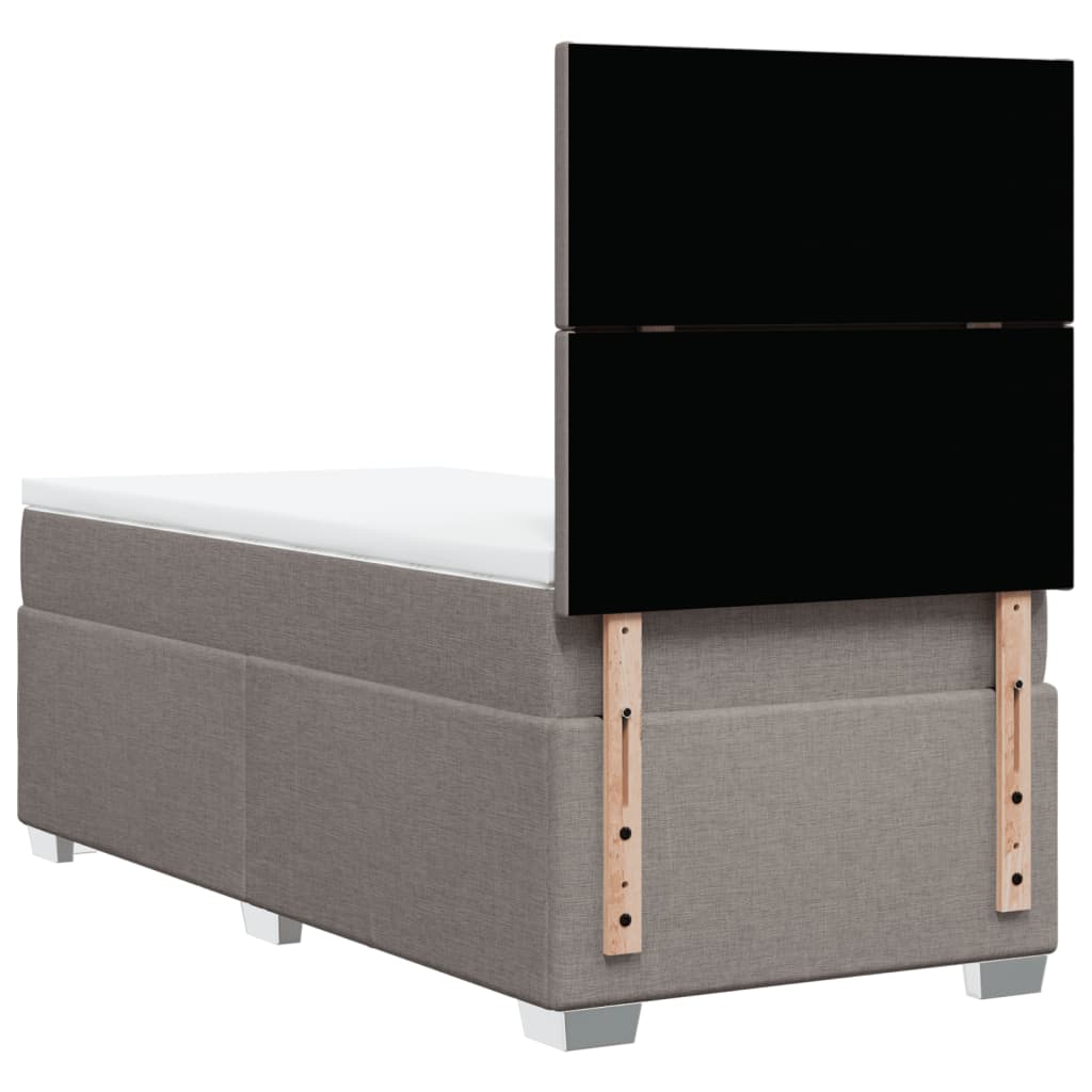 Lit sommier tapissier avec matelas tissu taupe 90x200 cm
