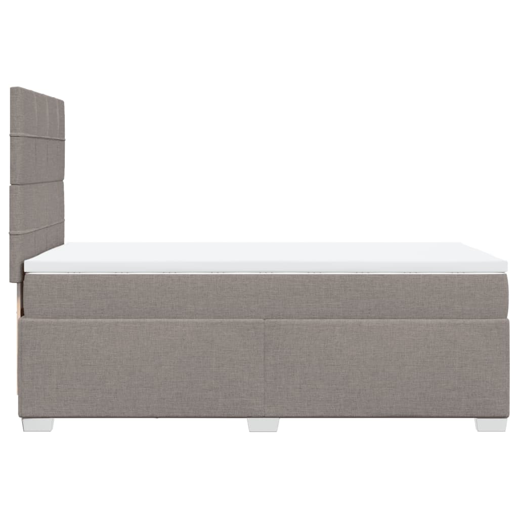 Lit sommier tapissier avec matelas tissu taupe 90x200 cm