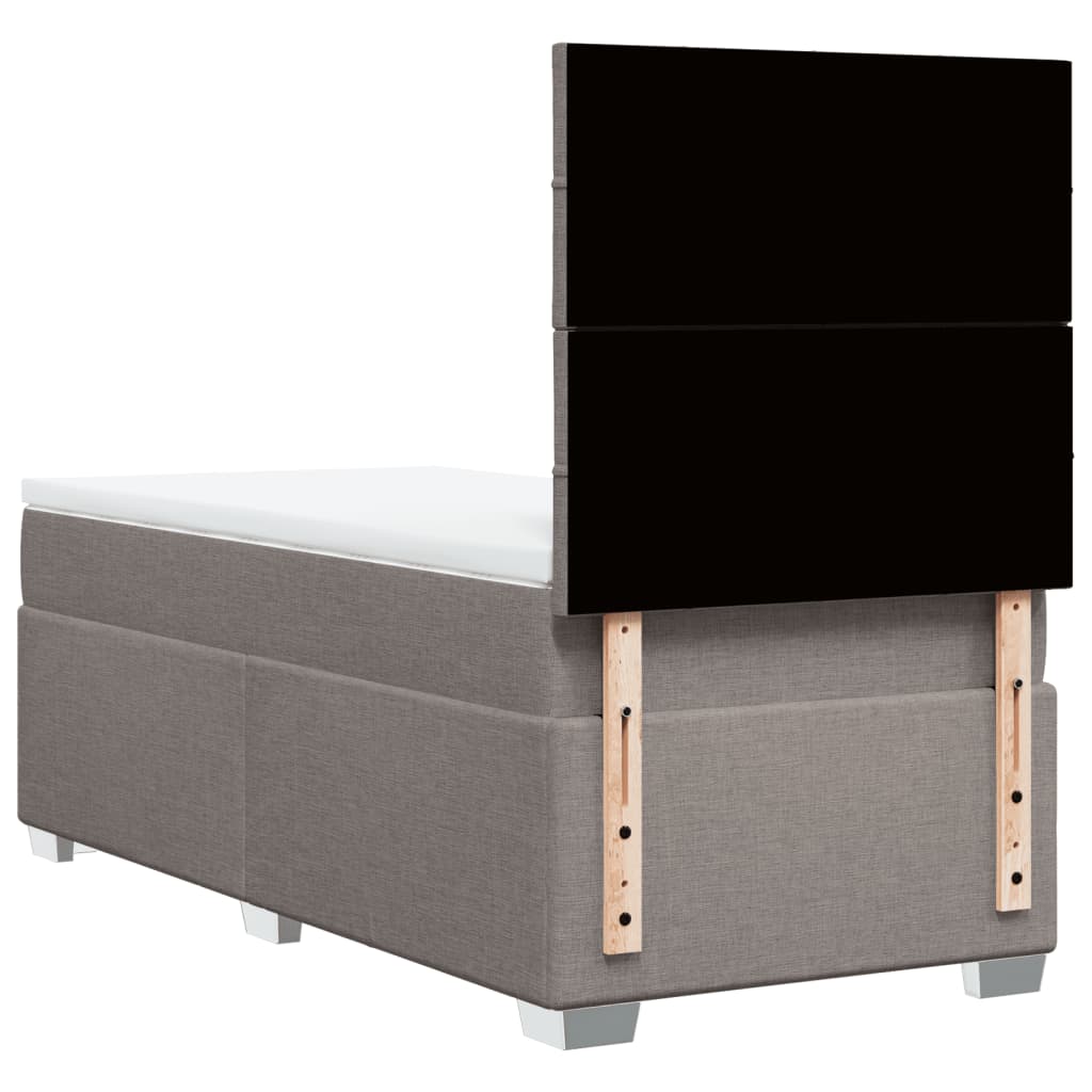 Lit sommier tapissier avec matelas tissu taupe 90x200 cm