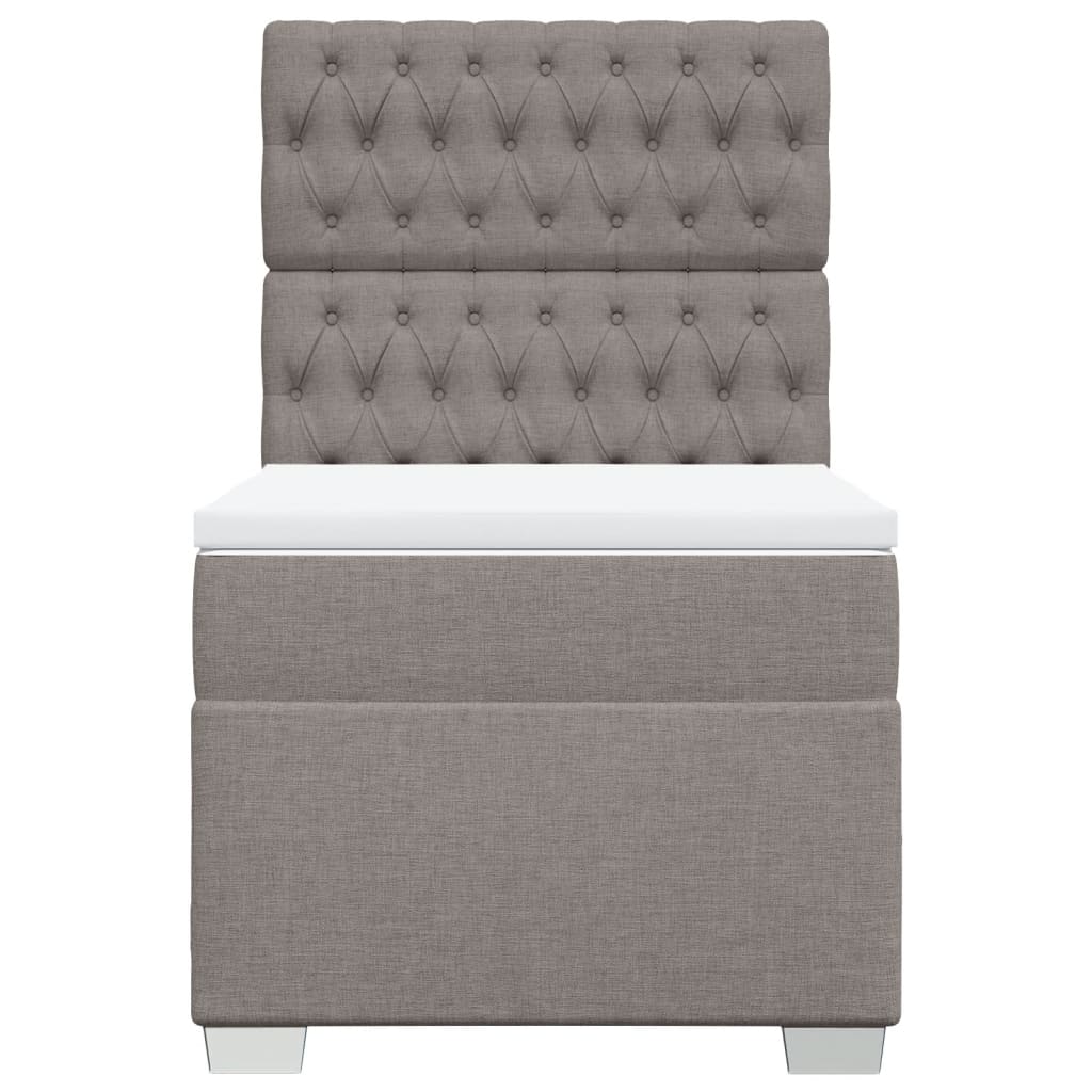 Lit sommier tapissier avec matelas tissu taupe 90x200 cm