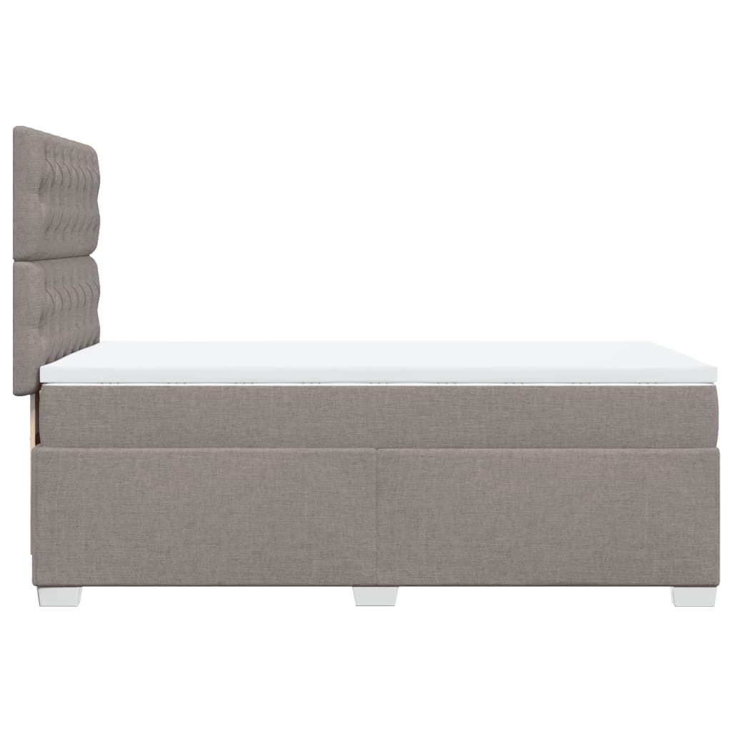 Lit sommier tapissier avec matelas tissu taupe 90x200 cm