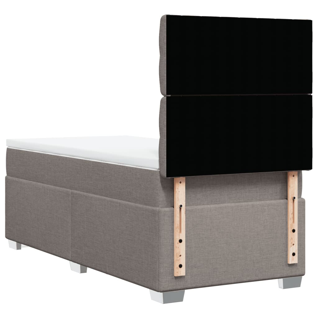 Lit sommier tapissier avec matelas tissu taupe 90x200 cm
