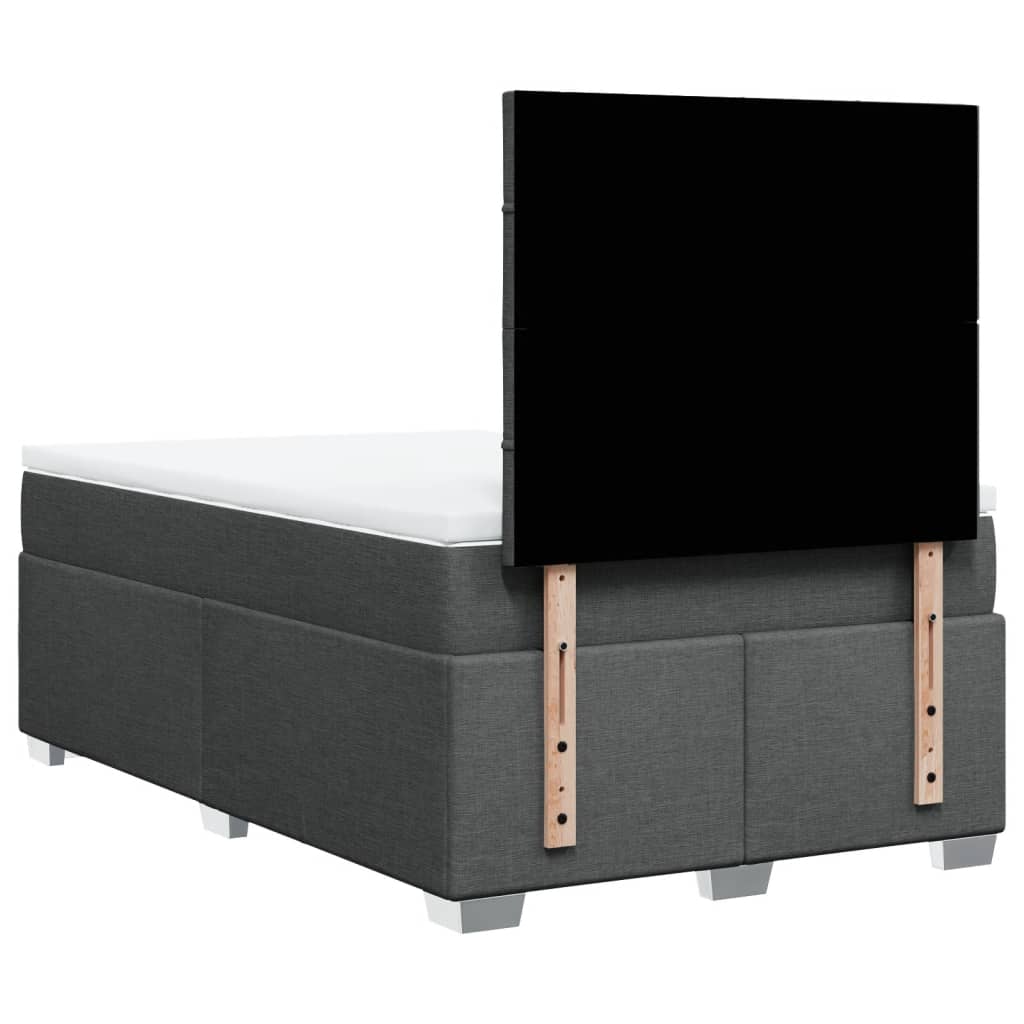Box spring bed with mattress dark grey 120x200 cm fabric