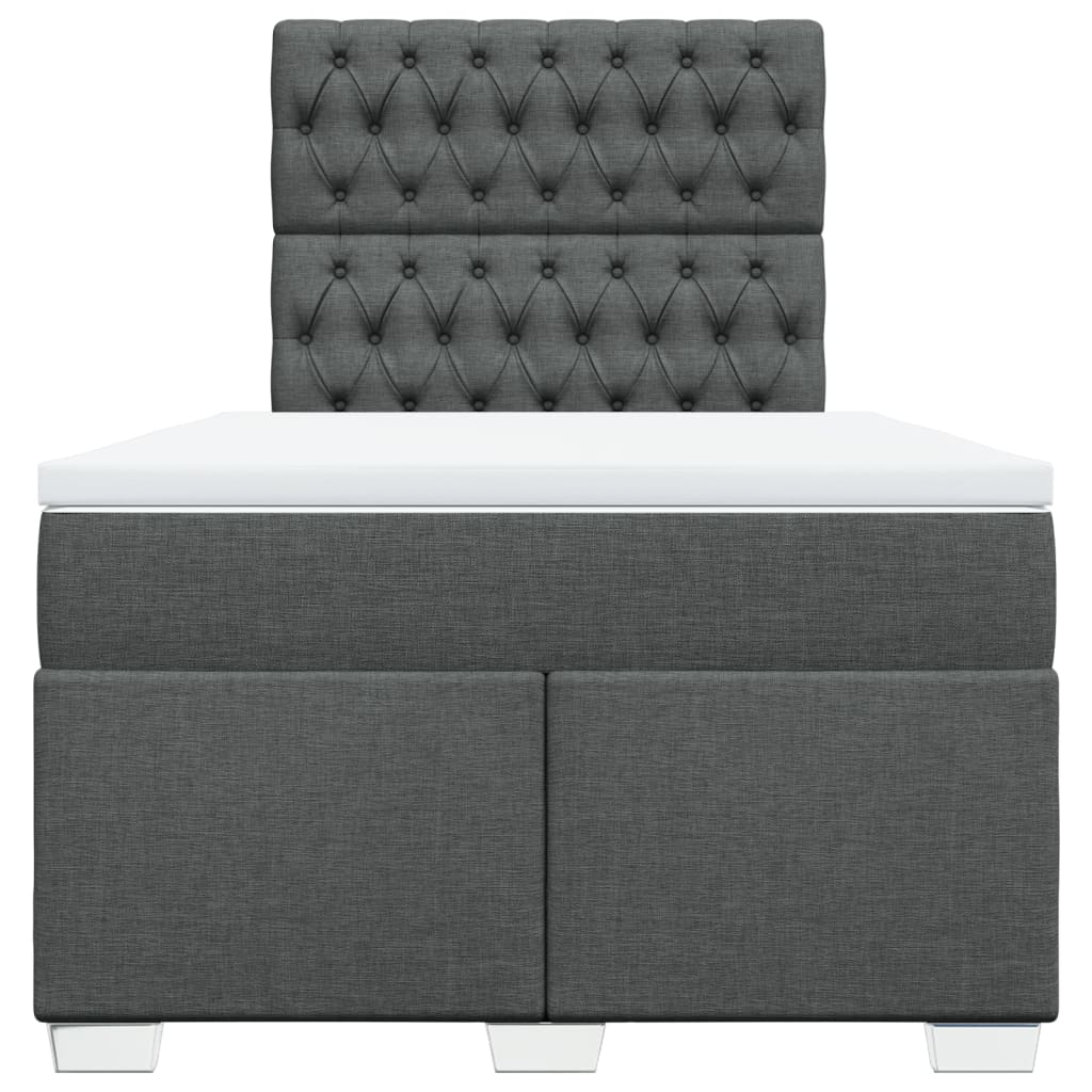 Lit sommier tapissier avec matelas tissu gris foncé 120x200 cm