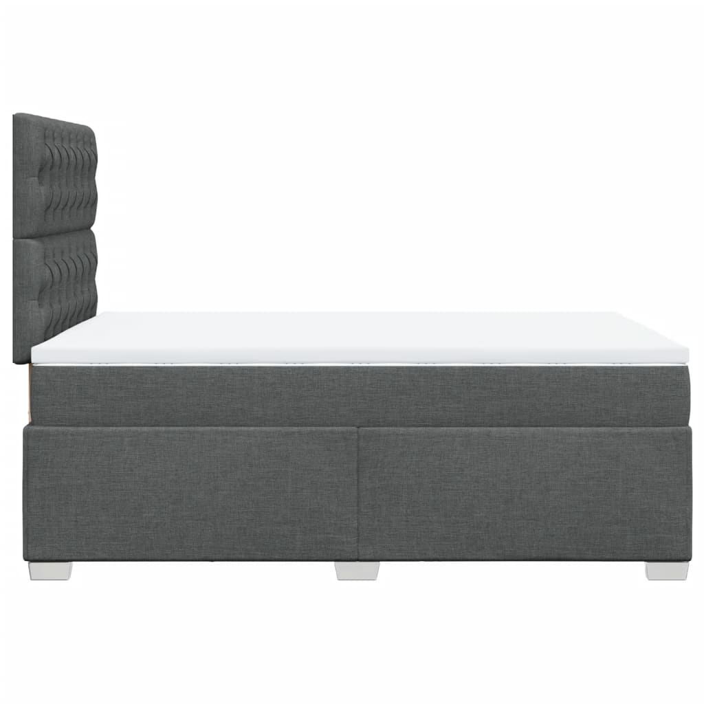 Lit sommier tapissier avec matelas tissu gris foncé 120x200 cm