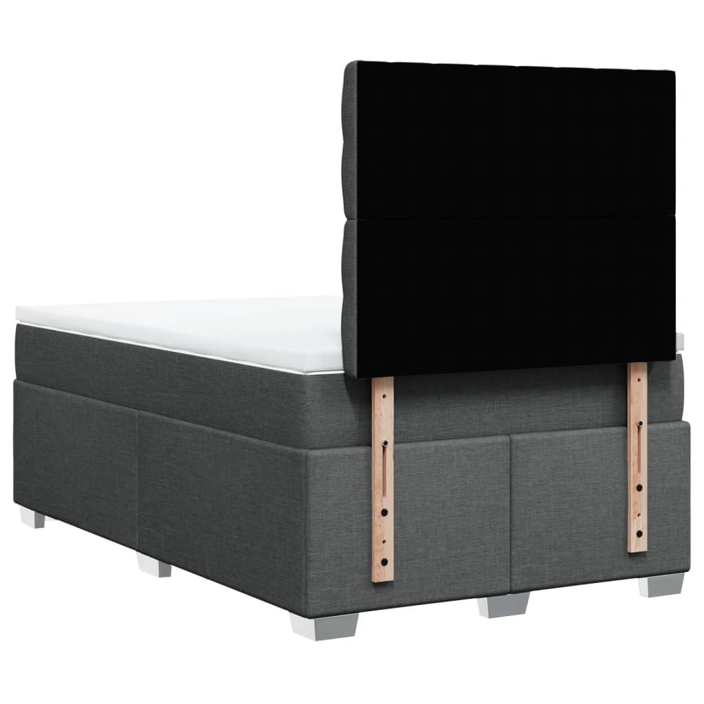 Lit sommier tapissier avec matelas tissu gris foncé 120x200 cm
