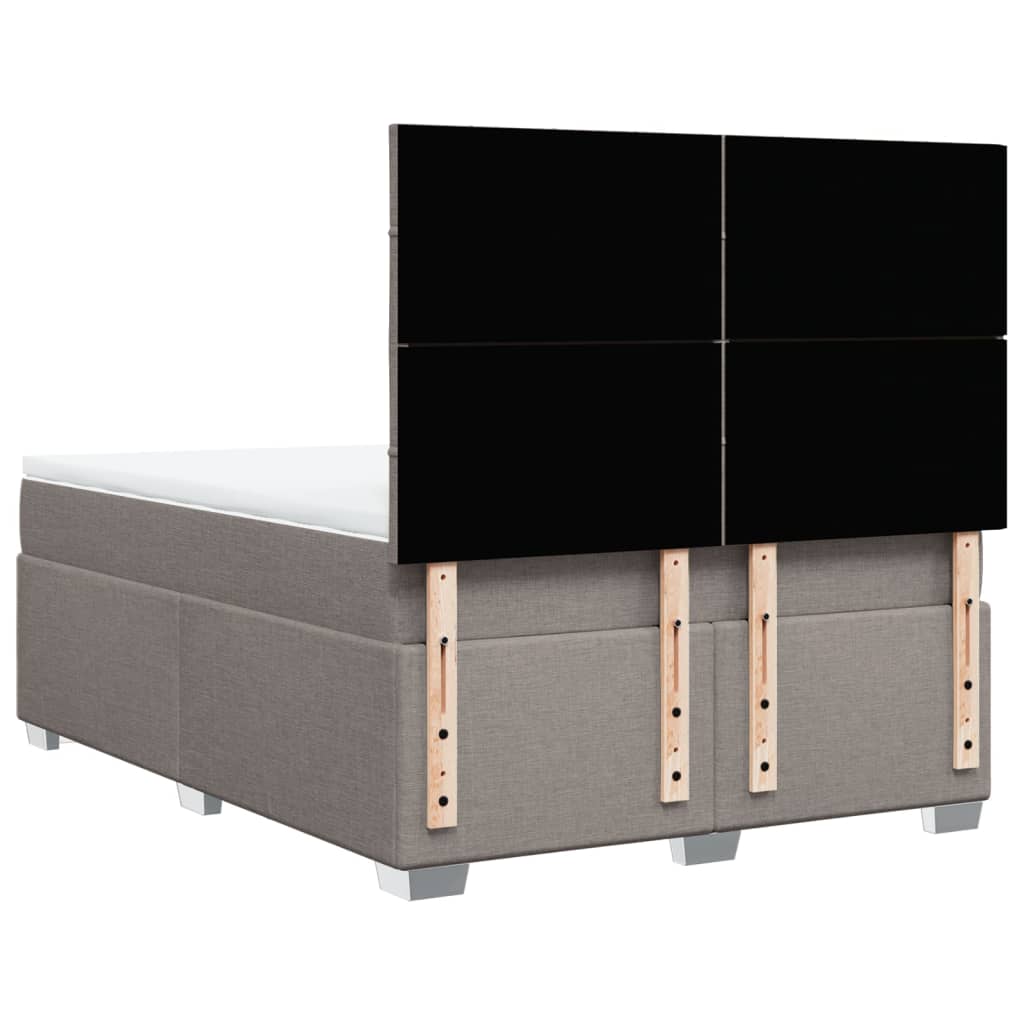 Lit à sommier tapissier avec matelas taupe 140x190 cm tissu