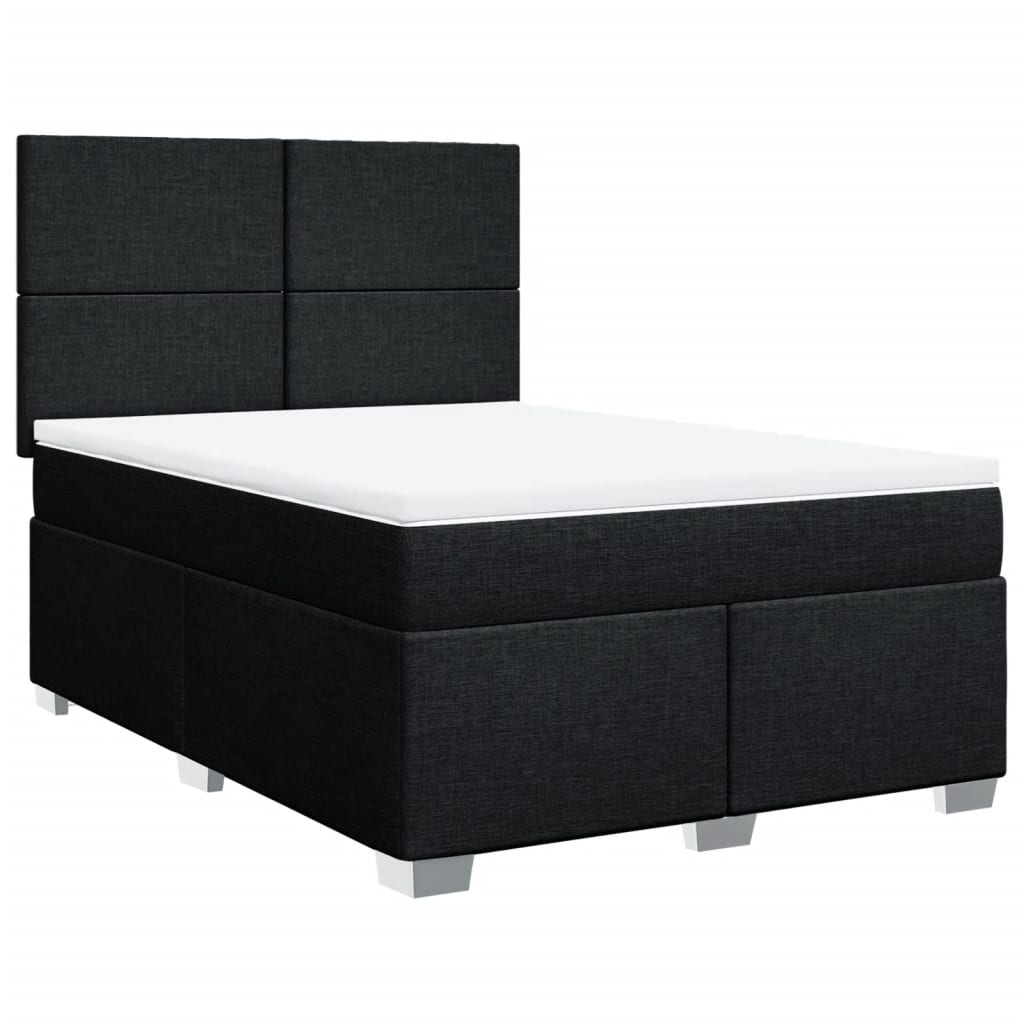 Box spring bed with mattress black 160x200 cm fabric