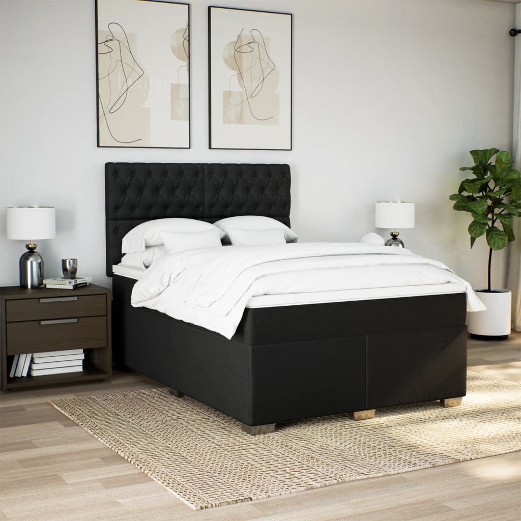 Box spring bed with mattress black 160x200 cm fabric