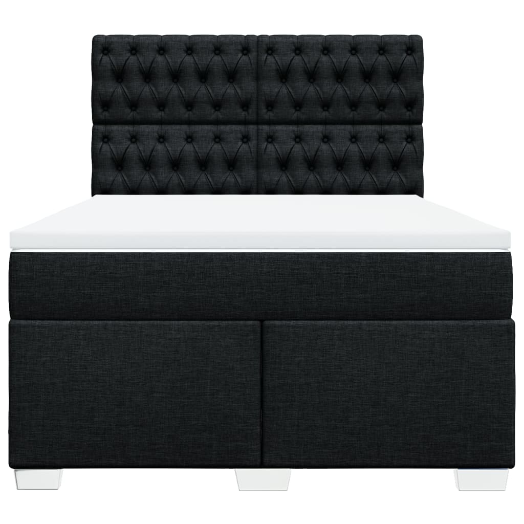 Box spring bed with mattress black 160x200 cm fabric
