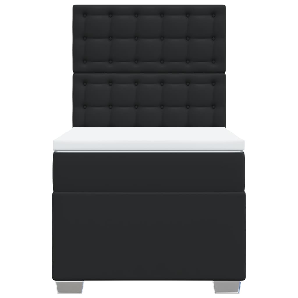 Boxspringbett mit Matratze Schwarz 90x190 cm Kunstleder