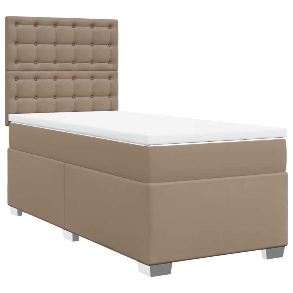 Matelas à sommier tapissier cappuccino-marron 100x200cm cuir artificiel