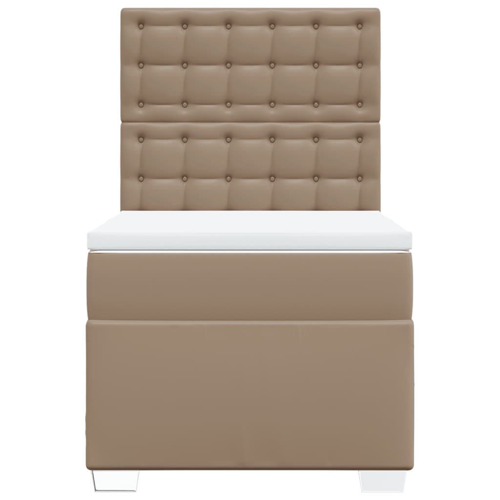 Matelas à sommier tapissier cappuccino-marron 100x200cm cuir artificiel