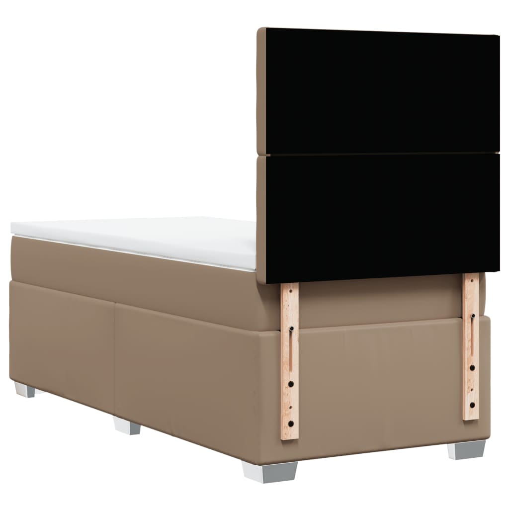 Matelas à sommier tapissier cappuccino-marron 100x200cm cuir artificiel