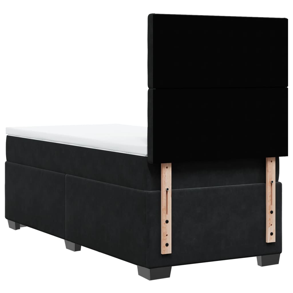 Box spring bed with mattress black 90x190 cm velvet