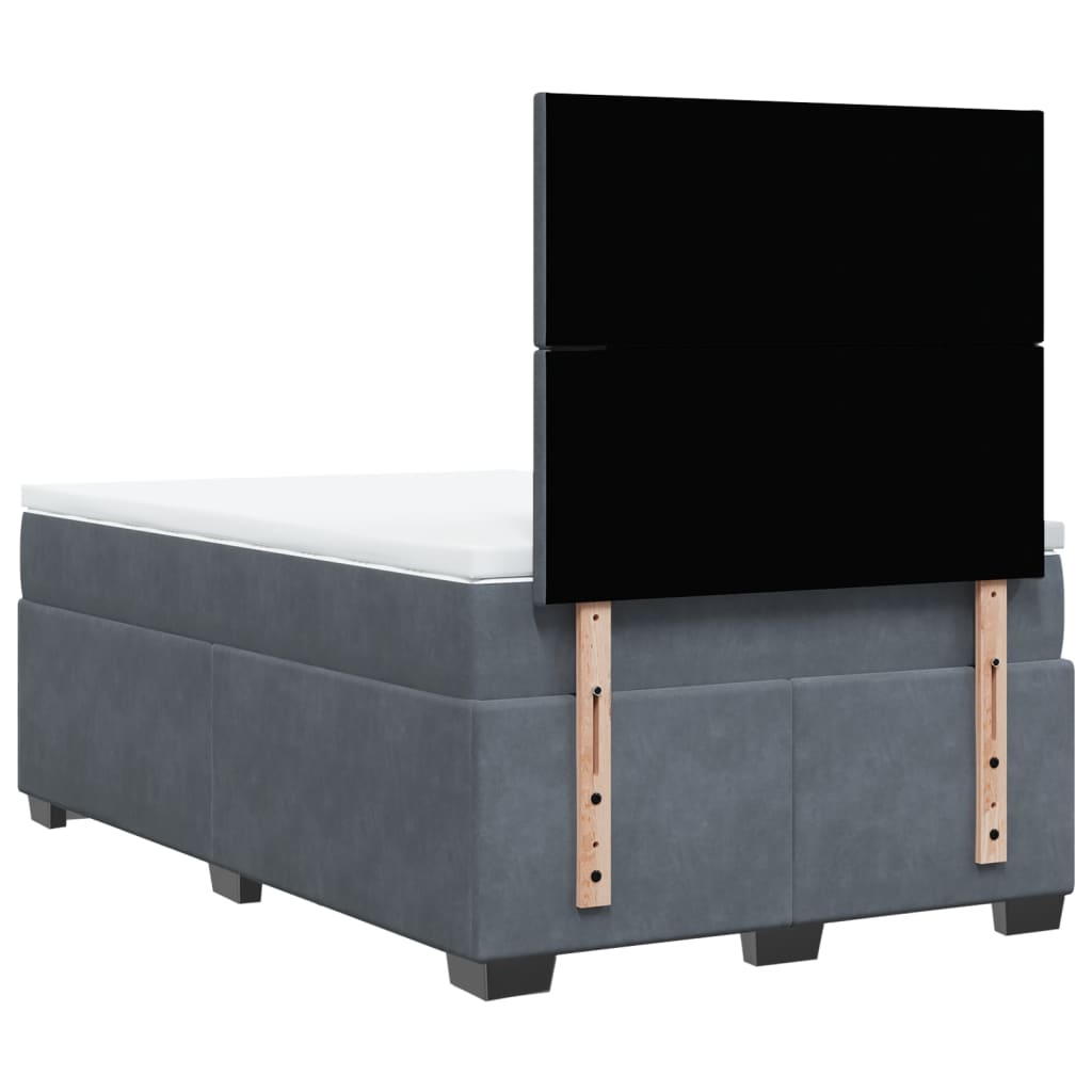Lit à sommier tapissier avec matelas gris foncé 120x190 cm velours