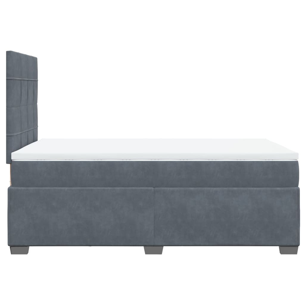 Lit à sommier tapissier avec matelas gris foncé 120x190 cm velours