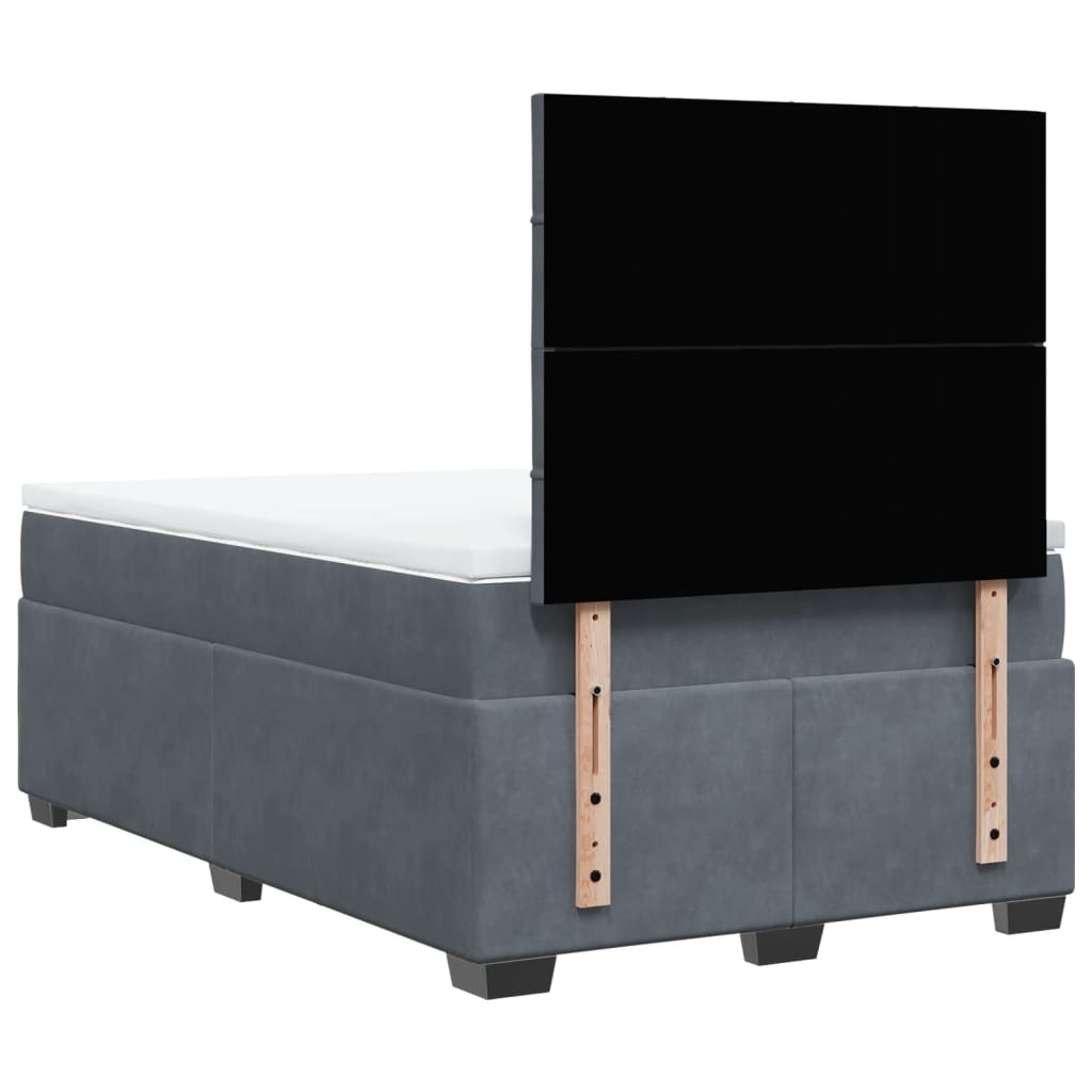 Lit à sommier tapissier avec matelas gris foncé 120x190 cm velours