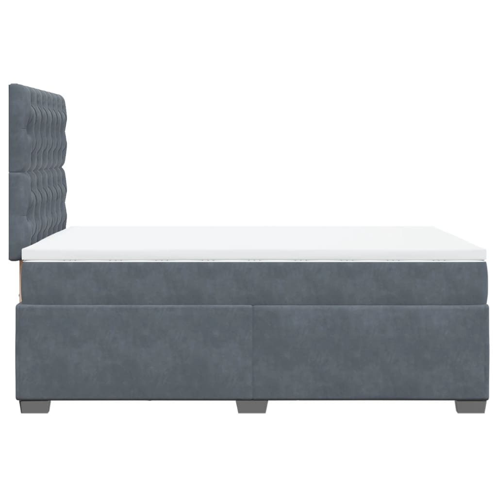 Lit à sommier tapissier avec matelas gris foncé 120x190 cm velours