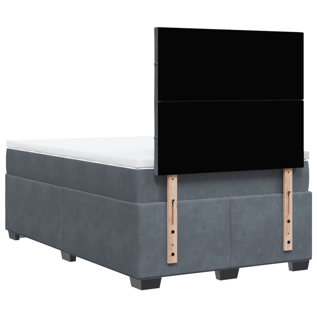 Lit à sommier tapissier avec matelas gris foncé 120x190 cm velours