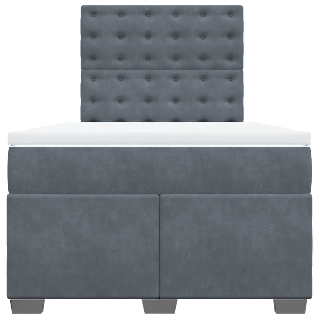 Lit à sommier tapissier avec matelas gris foncé 120x190 cm velours