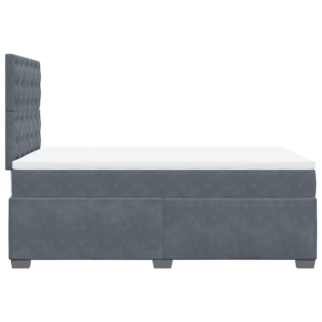 Lit à sommier tapissier avec matelas gris foncé 120x190 cm velours