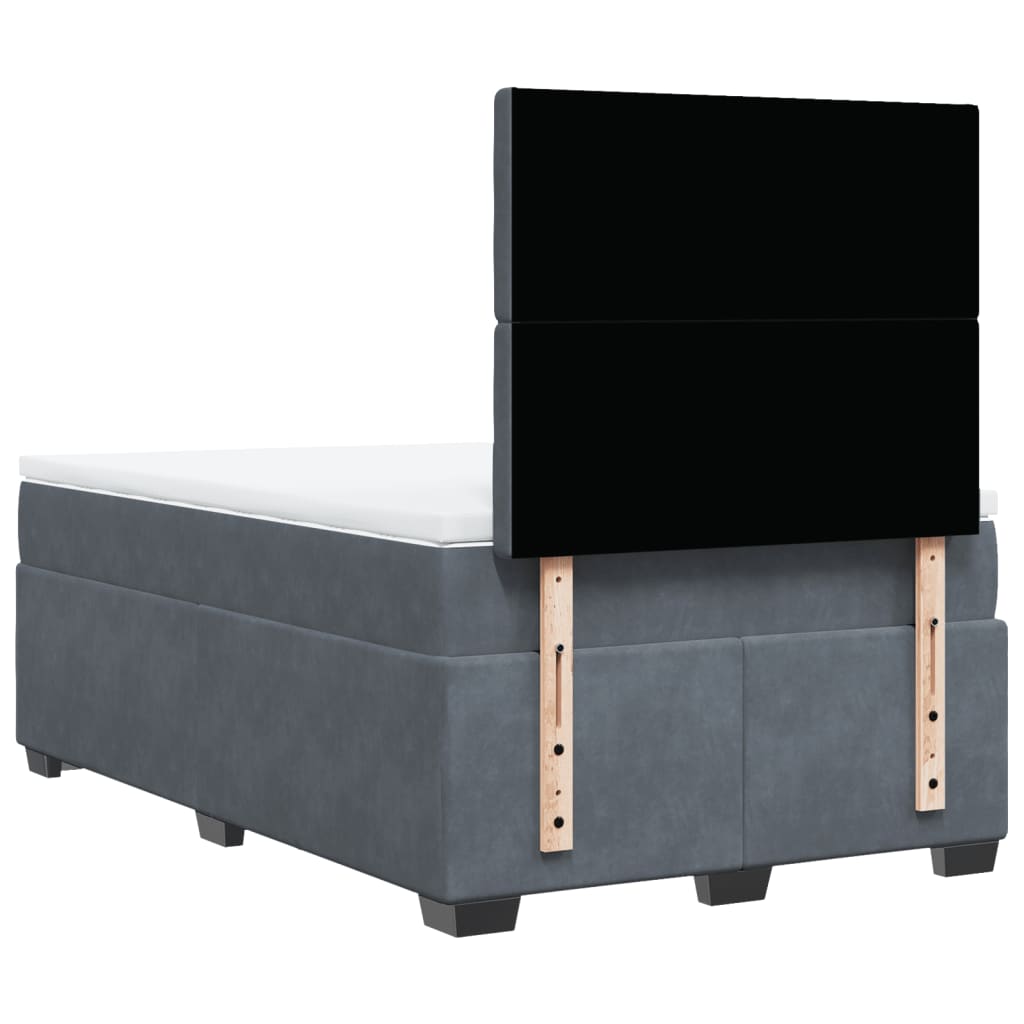 Lit à sommier tapissier avec matelas gris foncé 120x190 cm velours