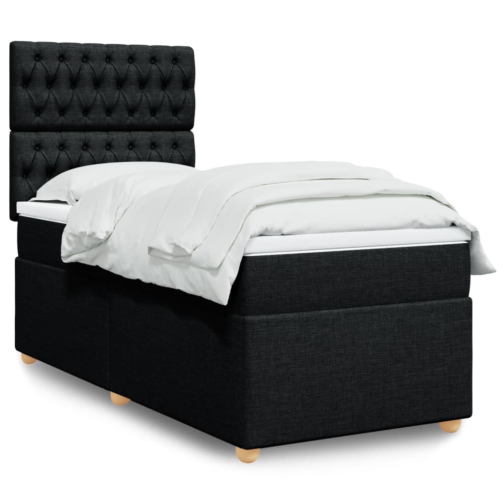 Box spring bed with mattress black 80x200 cm fabric