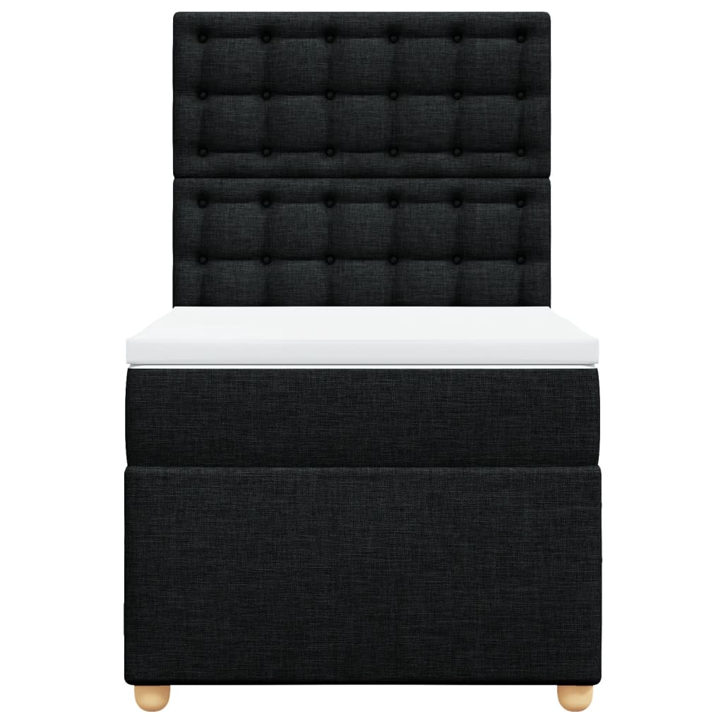 Box spring bed with mattress black 80x200 cm fabric