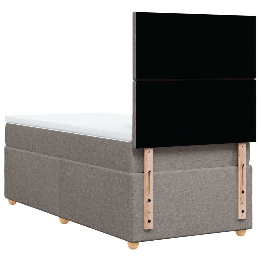 Lit sommier tapissier avec matelas tissu taupe 90x200 cm